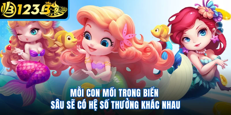 Mỗi con mồi trong biển sâu sẽ có hệ số thưởng khác nhau